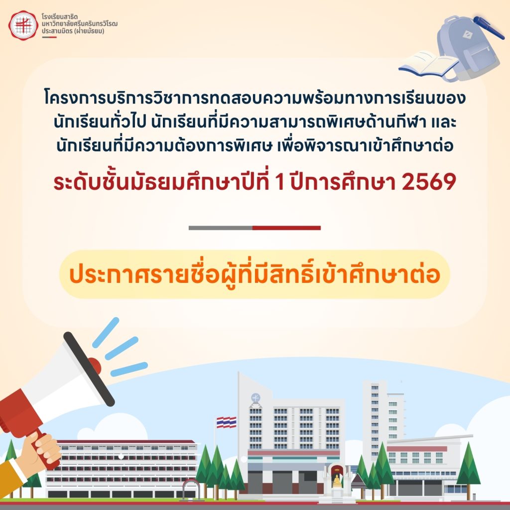 ประกาศเข้าศึกษาม1